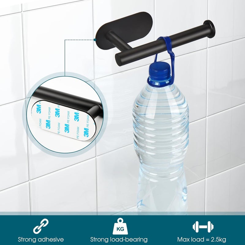 DGWHYC Self Adhesive Toilet Paper Holder, Matte Black Toilet Paper Holder Rustproof 304 Stainless Steel for Bathroom, Kitchen and Washroom, 3M Wall Mount DG-TPA21 - Image 3